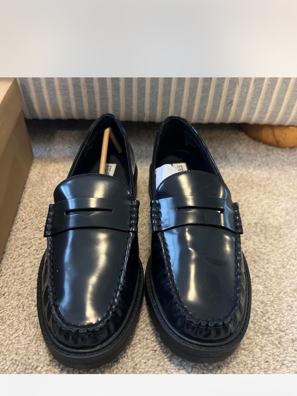 Steve Madden Black Patent Leather Penny Loafers